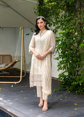 Luminara By Manahil Lakhani Embroidered Chiffon 3 Piece Unstitched Suit ML25L D-CE-07 IVORY